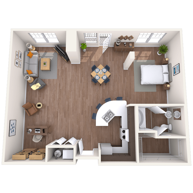 Studio 0x1 1026-1036 SF 406 floor plan